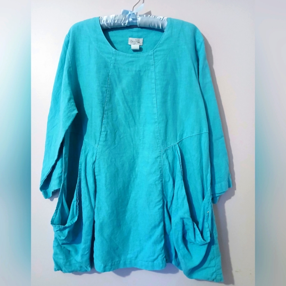 💙 MOSAIC 100% LINEN TOP